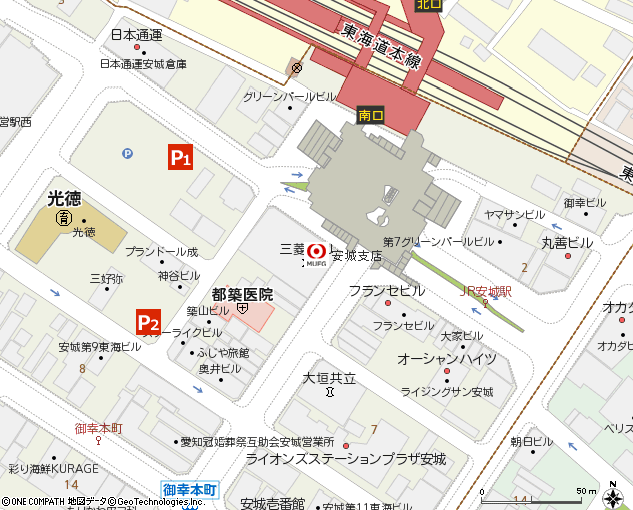 安城支店付近の地図